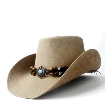 2019 Новая Женская Мужская мода Ретро Винтаж Бирюзовый Кожаный ремешок Ковбойские кепки Cowgirl