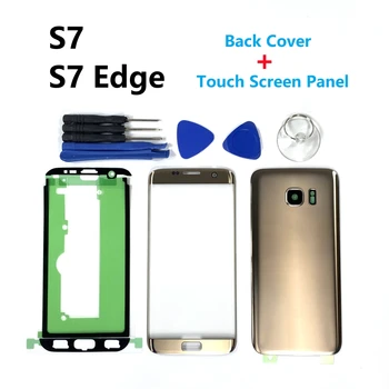 Замена сенсорной панели переднего экрана для Samsung Galaxy S7 Edge G935 S7 G930 Задняя крышка батарейного отсека Задний корпус