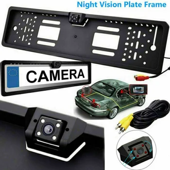 Камера заднего вида автомобиля ЕС Европейская рамка номерного знака Водонепроницаемая камера заднего вида ночного видения с 4 или 8 светодиодами