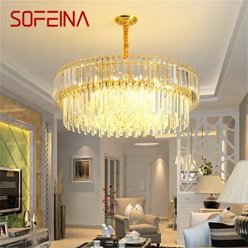 Роскошные люстры SOFEINA Gold, современный хрустальный подвесной светильник, домашний светодиодный светильник для украшения столовой