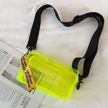 Прозрачная лазерная сумка через плечо для женщин с буквами ярких цветов, модная мини-сумка-мессенджер из ПВХ, желейная маленькая сумка-тоут