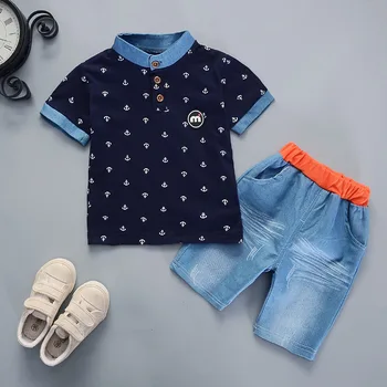 Летние комплекты одежды для мальчиков 2023 года, футболка с модным принтом для маленьких мальчиков + шорты, комплект детской хлопковой одежды из 2 предметов
