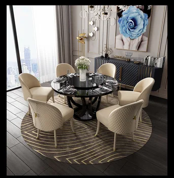 Обеденный стол из каменной плиты простой прямоугольный легкий роскошный обеденный стол и стулья из нержавеющей стали высокого класса для виллы