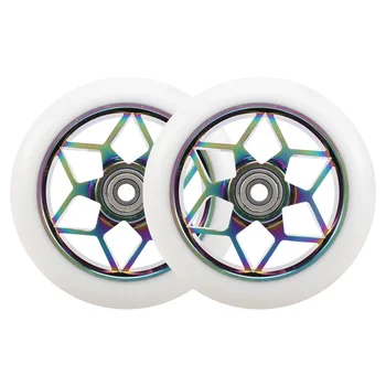 2 шт 110-миллиметровых колес для скутера, разноцветные полиуретановые колеса, толстые колеса для трюковой машины с подшипниками (белые)