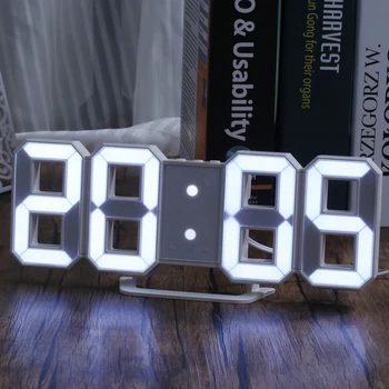 3D настенные часы Светодиодные цифровые часы со светящимся ночным режимом Регулируемая Электронная настольная сигнализация Современный дизайн Часы для домашнего декора в спальне