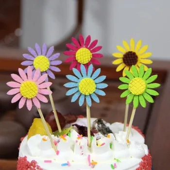 20шт Топпера для торта с подсолнухом, выпечки Десертного стола, высококачественной нетканой ткани для детского душа, украшения с Днем рождения
