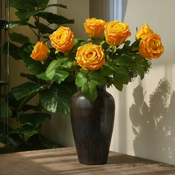 Настоящие искусственные ветки роз, Латексные поддельные цветы, украшение для гостиной, балкона, Цветочная имитация Роз с закатанным краем, Цветы