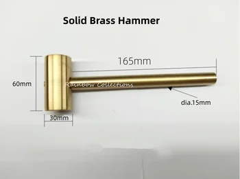 Высококачественный молоток из цельной латуни L165mm, сделай сам, для ручного молотка, ремонта часов, молотка из ореховой меди, молотка, деталей для ручных инструментов.