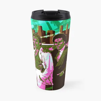 Культовый ТВ-арт: принт Miami Vice с изображением Дона Джонсона и Филипа Майкла Томаса, кофейная кружка для путешествий, кофейные чашки, кофейные чашки