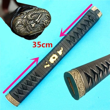26 см, 30 см, 35 см Черная кожаная ручка для японского меча Самурайская Катана, длинная деревянная ручка