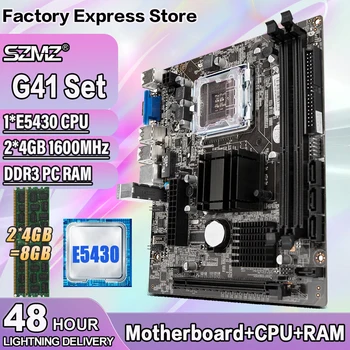 Комплект материнской платы G41 с процессором Xeon E5430 и 8 ГБ оперативной памяти DDR3 Intel G41 Чипсет Настольная материнская плата с разъемом LGA 775 SATA2.0 VGA PCI-E