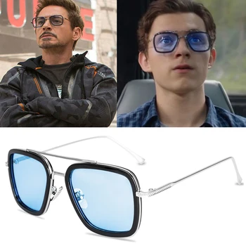 Солнцезащитные очки Tony Stark Мужчины Женщины Солнцезащитные Очки из сплава Железный Человек Квадратные Очки Оттенки oculos De sol Masculino