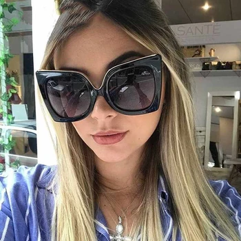 Роскошные большие квадратные странные солнцезащитные очки женские Брендовые дизайнерские ретро Солнцезащитные очки для женщин негабаритных черных оттенков UV400