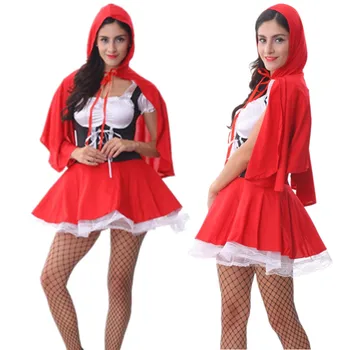 Оптовая продажа женских костюмов helloween, сексуальный косплей Красной шапочки, униформа для фэнтези-игр, маскарадный костюм, размер S-6XL