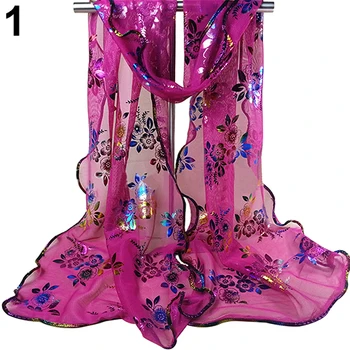 Новейший женский модный кружевной шарф с цветочной вышивкой, длинный мягкий прозрачный палантин-шаль с запахом