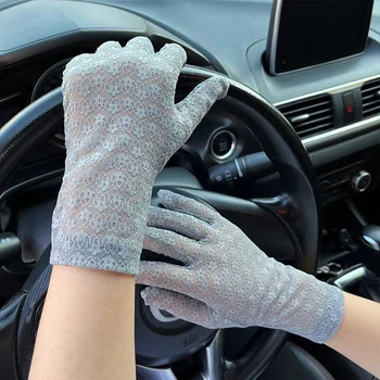 Женские сетчатые дышащие перчатки для вождения на открытом воздухе с защитой от ультрафиолета, Солнцезащитные перчатки для верховой езды, Летние Кружевные перчатки с полными пальцами, Варежки