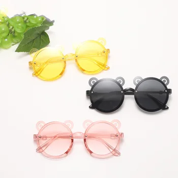 Модные круглые солнцезащитные очки в форме мультяшного Медведя для мальчиков и девочек, детские винтажные солнцезащитные очки с защитой от ультрафиолета, Классические детские очки UV400
