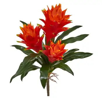 Искусственный цветок с двойной бромелией 16 дюймов (набор из 6 штук), красный