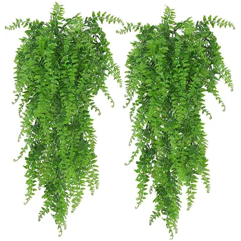 2 упаковки искусственных подвесных растений, искусственные листья плюща, украшение стен для внутренней и наружной зелени, домашний декор, искусственная виноградная лоза