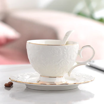 Керамическая Кофейная чашка, Тарелка, Набор ложек, европейский ретро и минималистичный Домашний завтрак, Молочный Цветочный Чай, Романтический Послеобеденный Чай