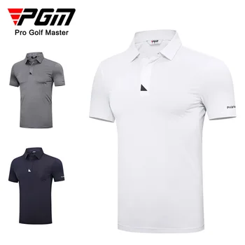 Мужские футболки для гольфа PGM с коротким рукавом, летние влагопоглощающие, быстросохнущие, с застежкой на пуговицу, мужская одежда для гольфа YF573