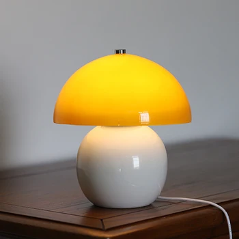 Настольная лампа кремового цвета из керамического стекла, Средний Оранжевый, Спальня, кабинет, B & B Атмосфера, Прекрасная настольная лампа с питанием от USB