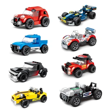 Креативный супер гоночный автомобиль, чемпионы по скорости, MOR GAN PLUS8 Mini F1 G20R Charger F-150, строительные блоки, кирпичи, детские игрушки