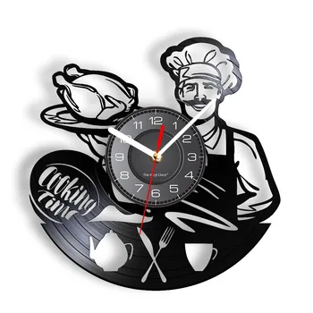 Время приготовления Виниловая пластинка, Настенные часы, Кухонные Принадлежности, Декор для ресторана в столовой, Винтажные Часы шеф-повара, Настенные часы