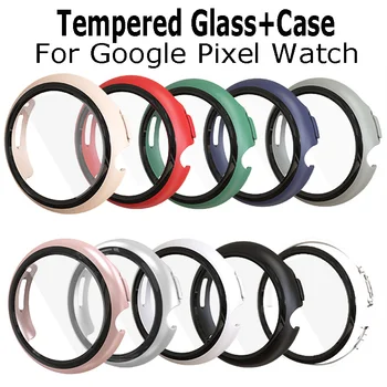 Стекло + чехол для корпуса Google Pixel Watch, защитная пленка из закаленного стекла, бампер для экрана Pixel Watch, жесткий защитный чехол для ПК