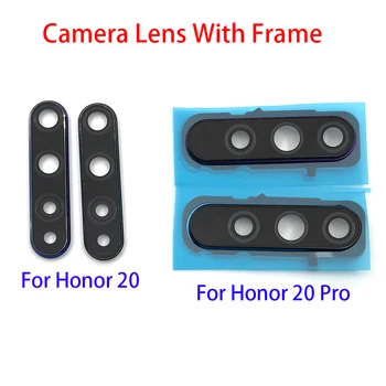 10 шт./лот, Стеклянный объектив задней камеры для Huawei Honor 20 Pro, Стекло камеры с рамкой