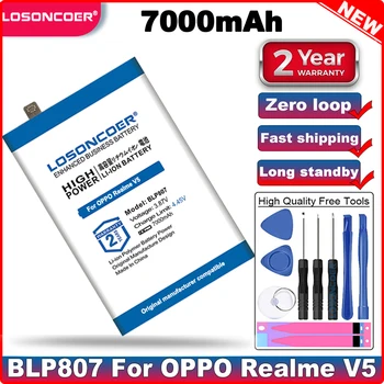 Аккумулятор хорошего качества LOSONCOER 7000mAh BLP807 для аккумуляторов OPPO Realme V5 BLP807