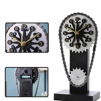 Настенные часы с металлической шестерней в европейском механическом стиле, кварцевые часы с художественной указкой, бар-ресторан, креативные декоративные настольные часы