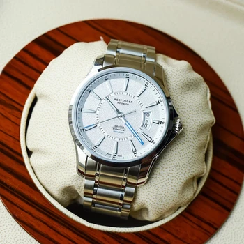 Reef Tiger / RT Спортивные мужские часы с датой, суперсветящиеся водонепроницаемые часы из нержавеющей стали, автоматические механические часы