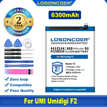 100% Оригинальный аккумулятор LOSONCOER 6300 мАч для аккумулятора мобильного телефона UMI Umidigi F2