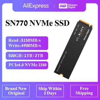Western Digital WD BLACK 500GB 1TB 2TB SN770 NVMe Внутренний Игровой SSD Твердотельный Накопитель Gen4 PCIe 4.0 M.2 2280 Для портативных ПК