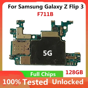 Разблокированный Для Samsung Galaxy Z Flip 3 F711B Материнская Плата 5G 128GB Android OS Оригинальный Чистый IMEI LogicBoard Полная Чиповая Пластина