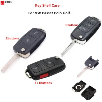 Замена Keyecu Флип Чехол Для Дистанционного Ключа Fob 2/3/3 + 1 Кнопки Для VW Passat Polo Golf Touran Bora Ibiza Leon Octavia Fabia