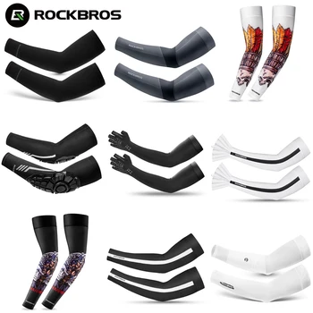 Официальные грелки ROCKBROS для рук, рукава с защитой от ультрафиолета, Ледяная ткань, бег, баскетбол, Кемпинг, Езда на открытом воздухе, Защитное снаряжение