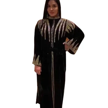 Абая Женское Свободное Мусульманское Платье с длинными рукавами Корейское Бархатное Платье для тяжелой промышленности с горячим Бурением Ислам Африканские Платья Женская одежда