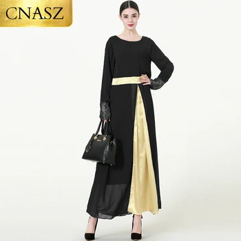 Кружевное платье с длинным рукавом, Атласная шифоновая модель, кафтан, мусульманское платье, кимоно Abaya Dubai для женщин больших размеров