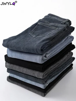 Классические джинсовые брюки-карандаш с высокой талией, женские простые тонкие стрейчевые уличные женские брюки, весенне-осенние базовые обтягивающие женские джинсы
