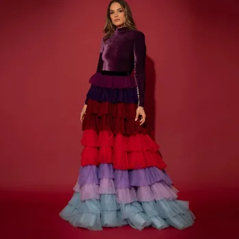Женская юбка из многоуровневого тюля Candy Rainbow 2023, Новое поступление, Многослойная Длинная юбка для выпускного вечера смешанных цветов, сшитая на заказ любого цвета и размера faldas