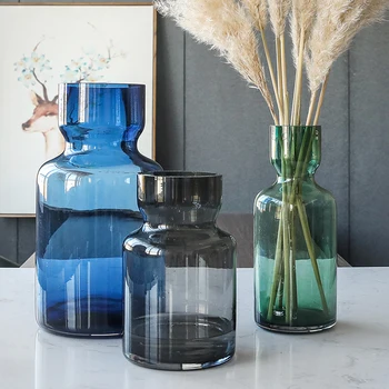 Скандинавская стеклянная ваза для цветов, эстетичный дизайн Икебаны, Высокая гидропонная ваза, Маленькое роскошное Современное украшение для дома Florero WK50VA