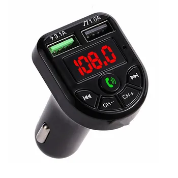 Новый светодиодный FM-передатчик Bluetooth 5.0 Автомобильный комплект с двойным USB-автомобильным зарядным устройством 3.1A 1A, 2-портовым USB-MP3-плеером, поддержкой TF/U-диска