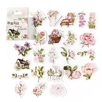набор цветочных наклеек 46шт Цветочный сад спокойствия Клейкие заметки Украшение для дневника книги альбома Подарка F7336