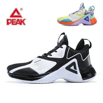 Оригинальные мужские баскетбольные кроссовки PEAK С подушкой, спортивная обувь с дышащей сеткой, пригодная для носки на открытом воздухе, нескользящие кроссовки для тренировок в тренажерном зале