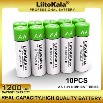 10 шт. оригинальная литий-ионная аккумуляторная батарея Liitokala 1.2 В AA 1200 мАч Ni-MH для температурного пистолета, игрушечных батареек для мыши с дистанционным управлением