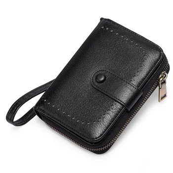Новый женский кошелек, сумка для карточек из масляного воска, многофункциональный кошелек