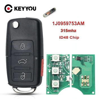 KEYYOU С Аккумулятором 1J0959753AM Автомобильный Дистанционный Ключ для VW Beetle Golf Passat Jetta 315 МГц ID48 1J0 959 753 AM 2000-2006 Брелок