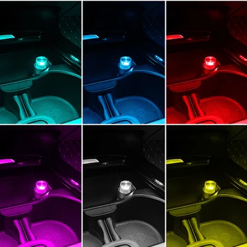 Портативный автомобильный мини-USB светодиодный рассеянный свет Декоративные атмосферные лампы для внутренней среды Авто ПК Компьютерная подсветка Plug Play